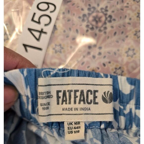 Fatface Womens Blue White Abstract Print Wide Leg Lightweight Casual Style pants - Picture 7 of 8